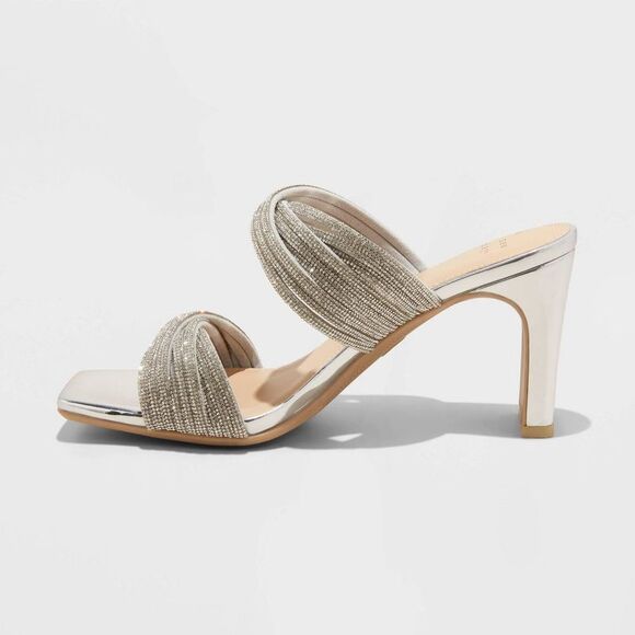 A New Day - Women's Tammy Rhinestone Heels - A New Day Silver  Silver - Picture 2 of 4